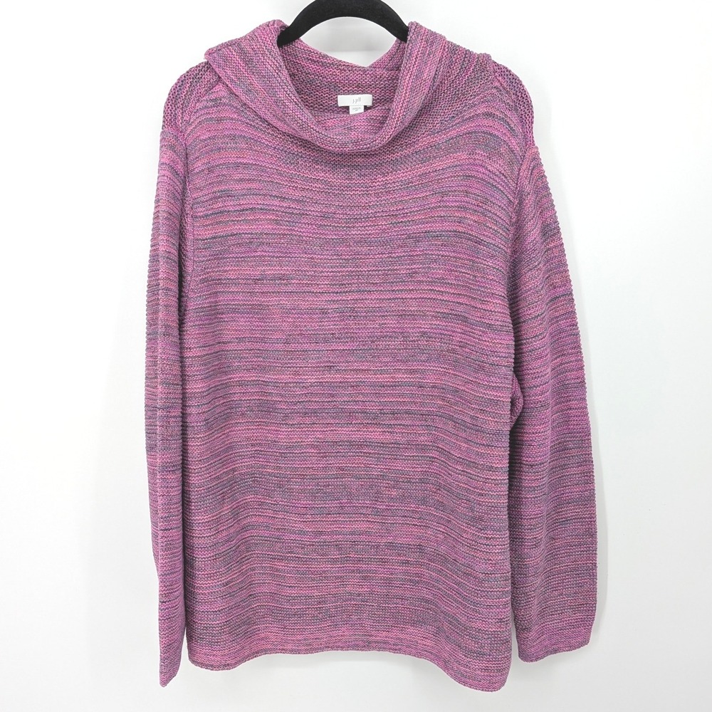 J Jill Sweater Women 2X Pink Marled Cowl Neck Knit Pullover Heavy Mature Casual